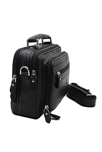Aka Deri 318 100% Genuine Leather Men's Handbag Crossbody Bag Black