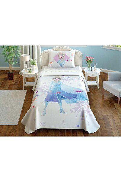 Taç Lisanslı Disney Frozen 2 Elsa % 100 Pamuk Tek Kişilik Pike Takımı 120x200...
