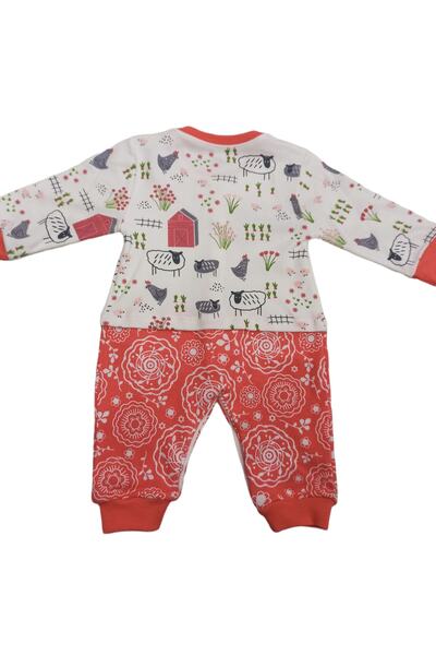 Aziz Bebe Tiny Animal Patterned Snap-on Footless (without booties) Jumpsuit 0-6 Months