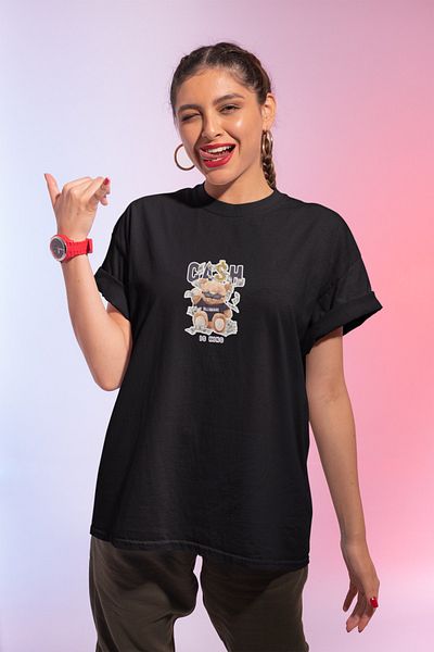 Pasage Μαύρο μπλουζάκι με στάμπα Oversize