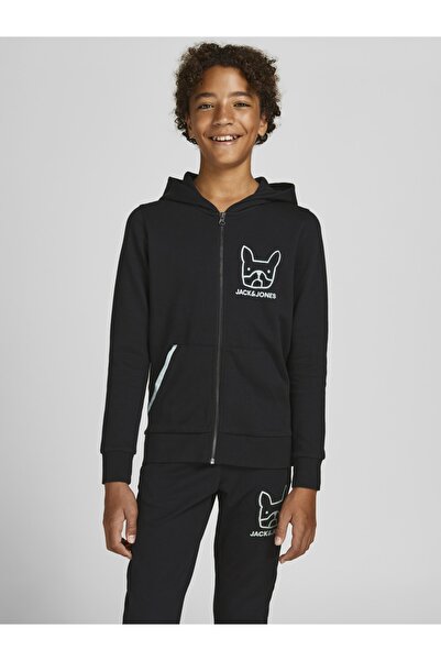 Jack & Jones Hanorac cu glugă și fermoar, cu imprimeu logo