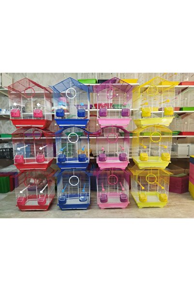 Mavi Kaktüs PETHOME Çift Kapılı Izgaralı Ve Çekmeceli Muhabbet Kuşu Kafesi Kuş Kafesi