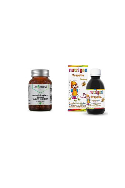 VeNatura Phosfotidylserine and Omega 3 30 Capsules + Propolis Winter Syrup for Children 200 ml
