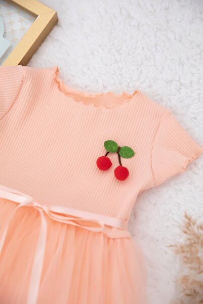 Genel Markalar Kirazlı Tütülü Kız Çocuk Elbise