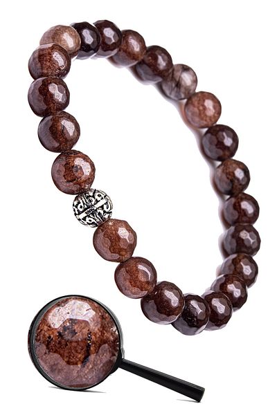 Tesbih Atölyesi Certified Silver Faceted Natural Smoky Quartz Stone Bracelet