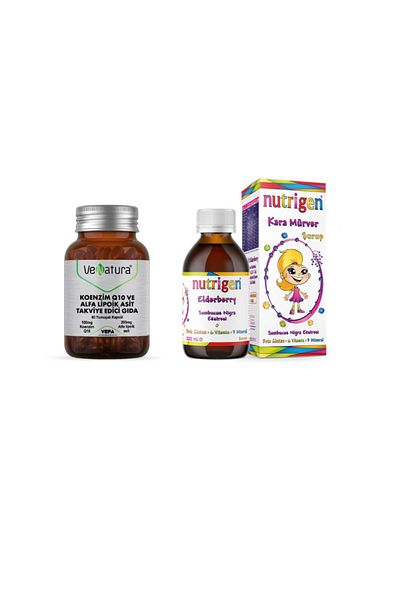 VeNatura Coenzyme Q10, Alpha Lipoic Acid 60 Capsules + Black Elderberry Syrup 200 ml