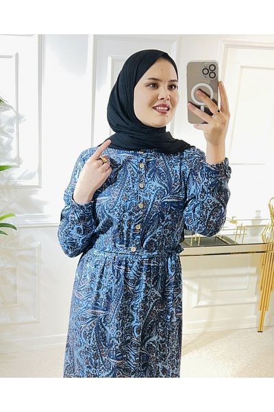 Aşkı Endam Rochie Aleyna din bumbac viscoză - model șal albastru