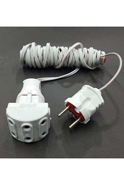 abnturk 5 Metre 2x0.75 Kablolu Üçlü 6 Lı Priz Seyyar Uzatma Kablosu Telefon Ş...