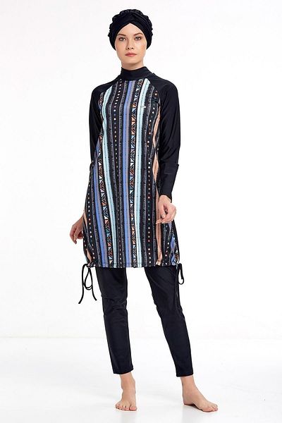 Adasea Μαύρο μαγιό Hijab - Lycra, μακρυμάνικο, πλήρως καλυμμένο 4309