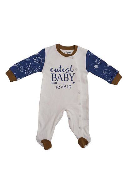 Aziz Bebe 0-6 Months Patterned Side Snap Booties Jumpsuit