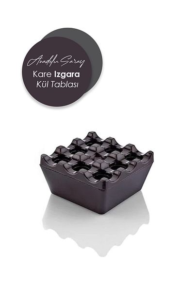 Anadolu Saray Çarşısı Black Square Grid Ash Tray Black Ashtray