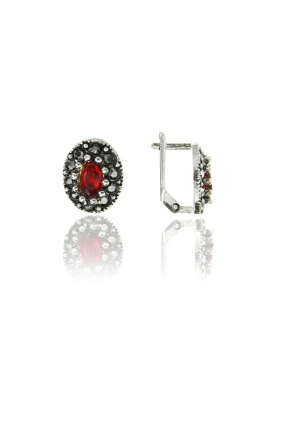 Doğan Silver Kadın Gümüş Markazit Taşlı Oval Model Küpe Dgn20445