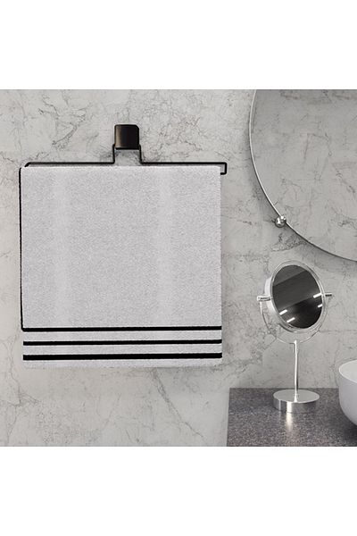 decorev Luxury Bathroom - Stainless Chrome Metal Towel Holder, Long Hanger and Adhesive