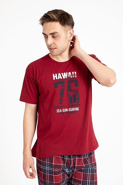 TAMPAP Erkek Baskılı Pijama Takımı Kısa Kollu