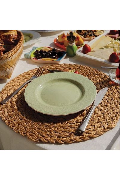 KANCAEV Lace Collection Dinner Plate, 26cm. Green Sold as a Set of 2