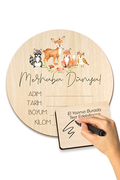 Enjoymydesign Bebek Künyesi Ahşap Doğum Bilgileri Panosu 16.5 Cm Yenidoğan Be...