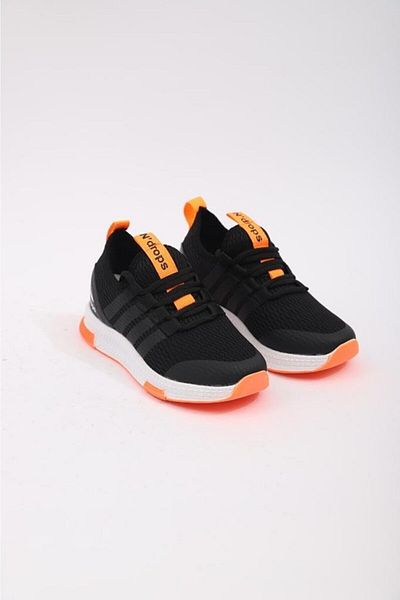 Ndrops 02 Pantofi sport pentru copii, cu plasă, vară, ortopedice, confortabile, ușoare, negru portocaliu