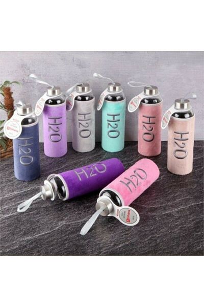 Tohana 600ml Colorful Case and Healthy Glass Flask