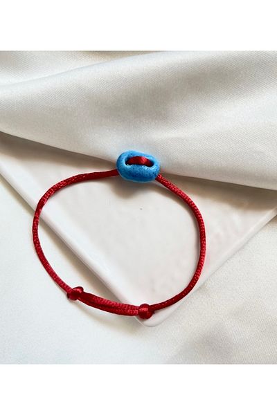 Pigna Aksesuar Syriac Evil Eye Bead Red Satin Rope Bracelet