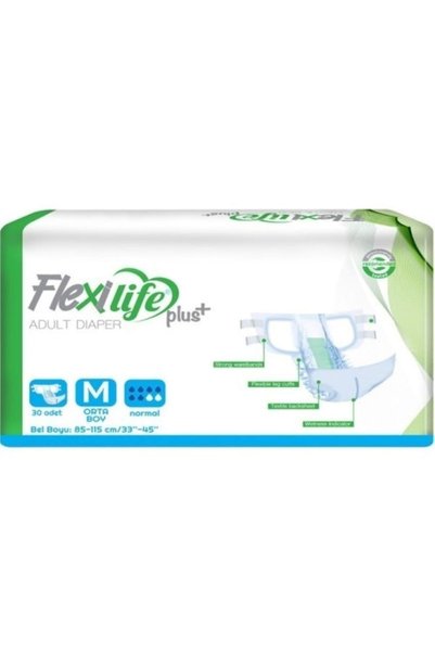 Flexilife Plus حفاضات مرنة بحزام خصر متوسط الحجم، عبوة متوسطة الحجم مكونة من 30 قطعة
