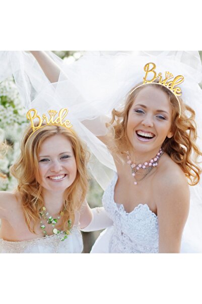 Huzur Party Store Bride Yazılı Metal Taç Gold Renkli Altın Sarısı Bekarlığa V...