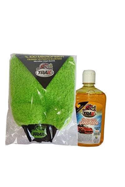 TRAX Araba 100%Mikrofiber Havlu Yıkama Eldiveni + Oto Cilalı Araç Şampuanı 50...