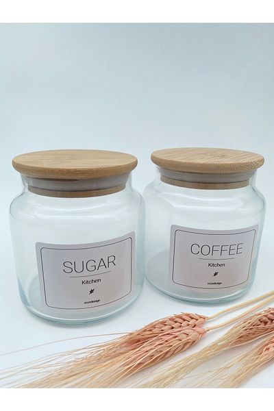 zezedesing Bamboo Lid Glass Candy-coffee Jar 500ml (sugar-coffee)