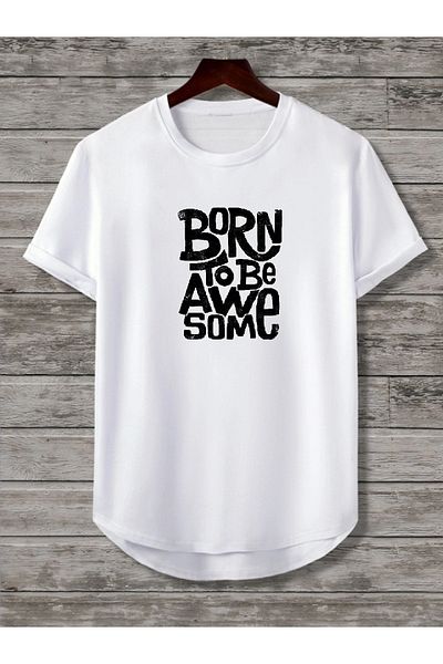 CANDEL Unisex Σετ δύο κάτω Οβάλ Slim Fit Born To Be Printing Tshirt