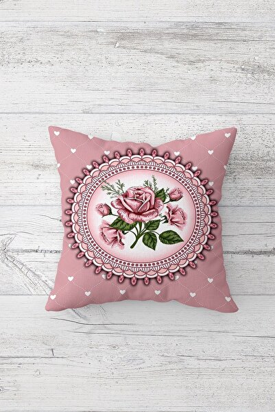 Pelangi Vintage Gül Desen Çift Tarafı Baskılı Gizli Fermuarlı Yastık Kılıfı K...