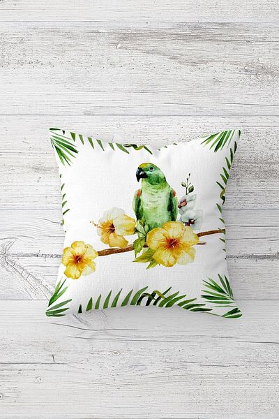 on the clouds Θήκη μαξιλαριού με κρυφό φερμουάρ Tropical Green Parrot με εκτύπωση διπλής όψης Μαξιλαροθήκη για μαξιλάρι καναπέ