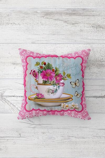 on the clouds Vintage Cup Double Sided Printed Hidden Zippered Pillowcase Thr...