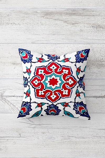 on the clouds Ethnic Tile Traditional Motif Single Side Hidden Zipper Pillowcase Throw Pillow Sofa Cushion Case