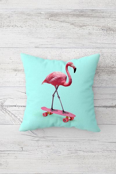 on the clouds Skateboard Flamingo διπλής όψης με κρυφό φερμουάρ Μαξιλαροθήκη Μαξιλαροθήκη για καθίσματα