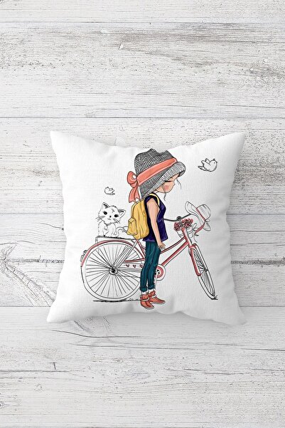 Pelangi غطاء وسادة بسحاب مخفي مطبوع على الوجهين مع غطاء وسادة مقعد على شكل قط...