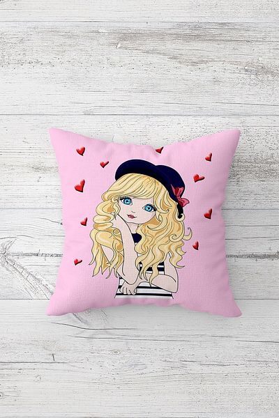 Pelangi Pop Art Girl Pattern - Double Sided Printed and Hidden Zippered Pillowcase Throw Pillow Seat Pillow