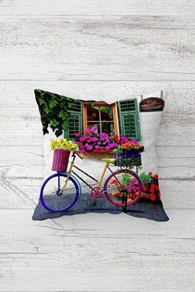 Pelangi الأزهار دراجة مزدوجة الجانب مطبوعة مخفي انغلق وسادة رمي وسادة مقعد وس...