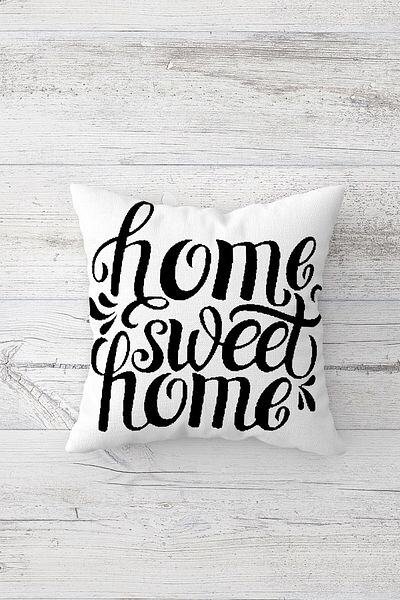 Pelangi White Background Home Sweet Home Double Sided Printed Hidden Zippered Pillowcase Throw Pillow Pillowcase