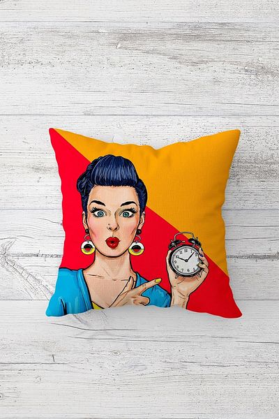 Pelangi Retro Patterned Double Sided Printed Hidden Zippered Pillowcase Throw Pillow Seat Pillowcase