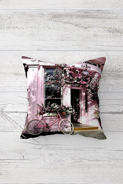 Pelangi غطاء وسادة بسحاب مخفي مطبوع على الوجهين لركوب الدراجات باللون الوردي