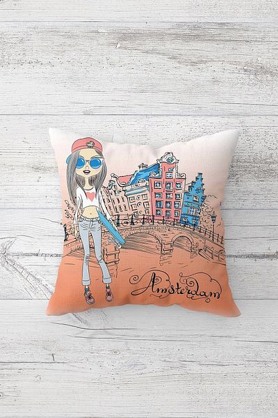 linazaitun One Side Printed Hidden Zipper Decorative Pillowcase Throw Pillow Case Seat Pillowcase