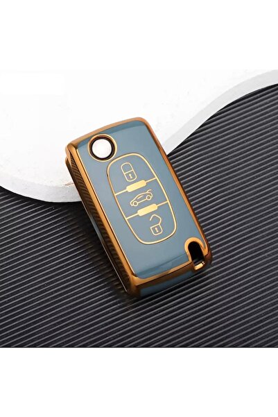 AYZ GARAGE Peugeot-citroen (3 butoane) husă gri din material TPU pentru chei