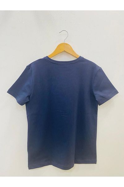 Çikoby Boy's Neon Detailed Navy Blue T-Shirt