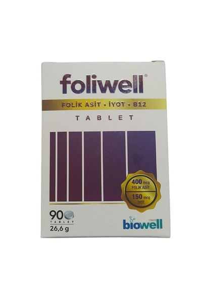 Biowell Foliwell 90 TaBlets - Vitamin B12 and Folic Acid Iodine