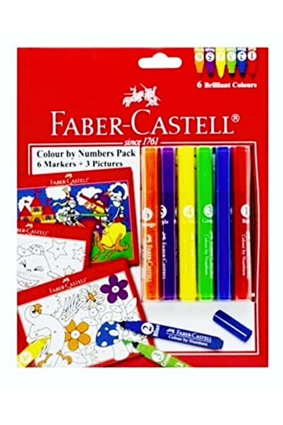 Faber Castell Sayılarla Boyama Seti 6 Adet Jumbo Markör 3 Adet Boyama Kartı 3...