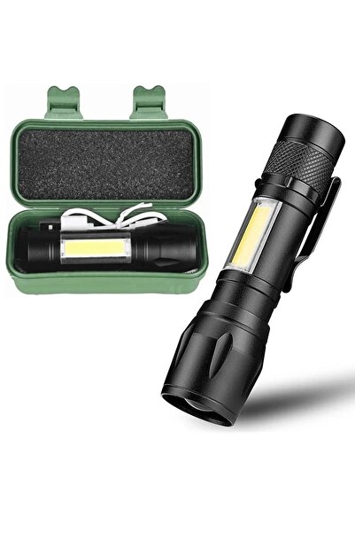ataşbey Ultra Güçlü Usb Şarjlı El Feneri Kutulu Kamp Feneri Avcılık Feneri