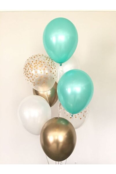 Ekin Süs مجموعة بالونات شفافة باللون الأخضر النعناعي والذهبي والأبيض