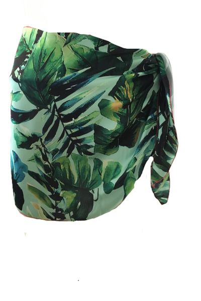 IŞIN Women's Green Patterned Short Pareo