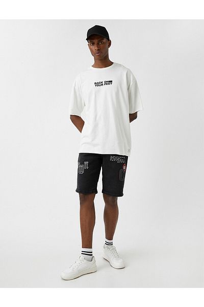 Koton Bedruckte Jeansshorts aus Handtuchstoff