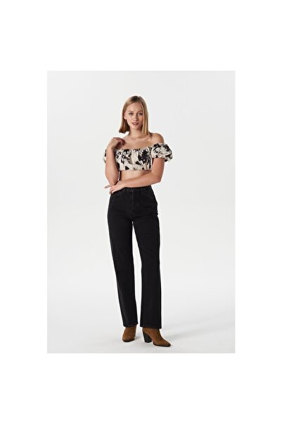 DRC trend Penelope crne boje Visok struk tata Ravan kroj pantalone