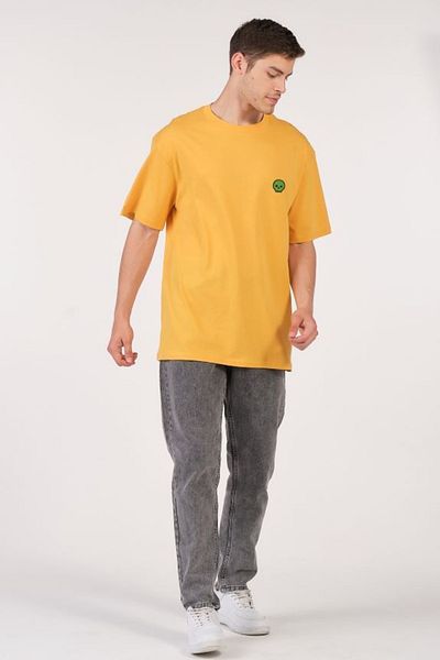 to COSMOS Unisex (men's - women's) Oversize (Bol-salaş) T-shirt Color Mustard Cute Skull